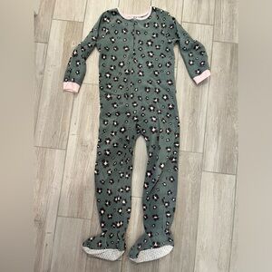 Carter's Winter Footed Pajamas Green Leopard Cheetah Print Size 7